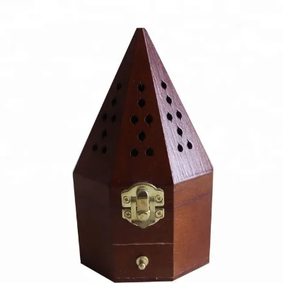 Hot Sale Piramides Shape New Design Dark Brown Wooden Incense burner
