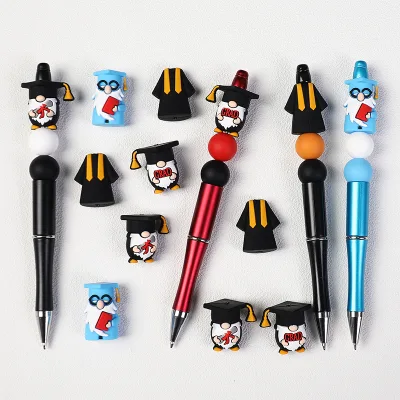3D Graduation Silicone Beads Gnome Graduation Hat Gown Trophy Shapes Food Grade Beads for DIY Pacifier Clip Ready to Ship