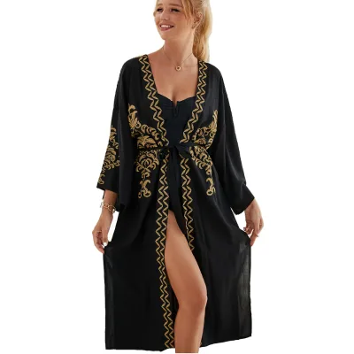 Women's Solid Chiffon Beach Cover-Up Dress Breathable Summer Swimwear for Adults