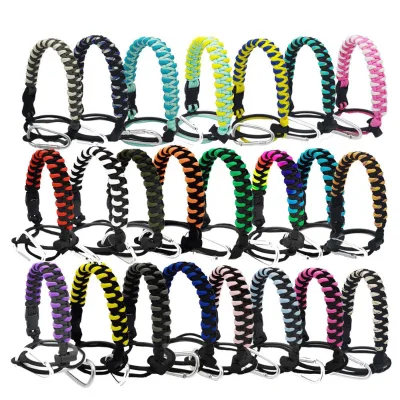 550 Paracord Handle Lifeline for 12-64 oz Wide Water Bottles, Customizable Colors and Sizes, with Carabiner