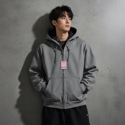 Men's Heavy Duty Cotton Canvas Winter Work Jacket Full Size Windproof Solid Color Plus SIze Casual Outerwerr