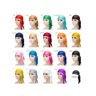 Whole Sale 100% Polyester Satin Low Moq Custom Head Wraps Digital or Screen Printed Durags
