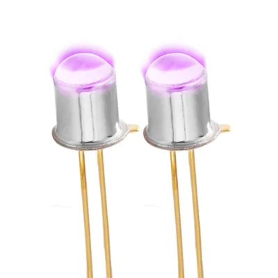 Custom UV-A LED F5 Lamp Beads 365/385/395/405/415nm TO-18 Metal Tube Direct Plug-In Ra>90 CRI 10 Viewing Angle CE ROHS Certified