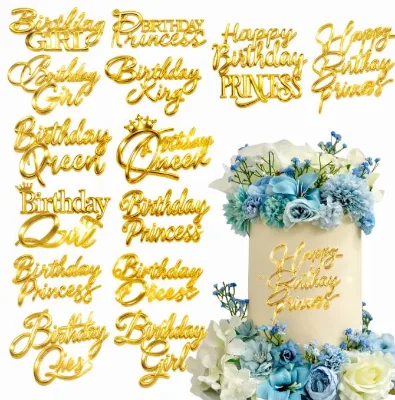 New Style Princess Happy Birthday Flower Number Cake Inserts with Party Supplies for Women's Queen Celebration