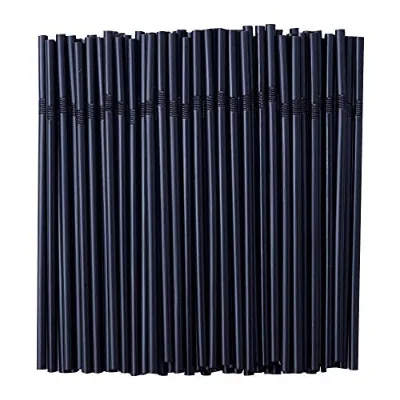 Household Disposable Modern Black PP Plastic Straw 197mm Length 0.23in Inner Diameter Large Packaging for Party Use