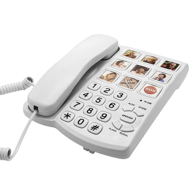 Big Button Phone for Seniors Corded Landline Telephone 9 One-Touch Dialling Suitable People with Vision Disorder/Hearing Damage