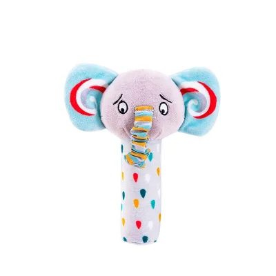 High Quality Soft Baby Training Toy Plush Stick with Cartoon Animal Figures Cute Fox Elephant Crocodile Rattle