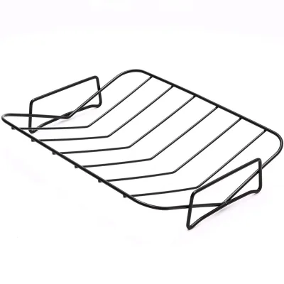 6 Slot Non-Stick Pork Ribs Rack Boat Shape Iron Roasting Stand for Pork Rib Chicken Barbecue Accessory