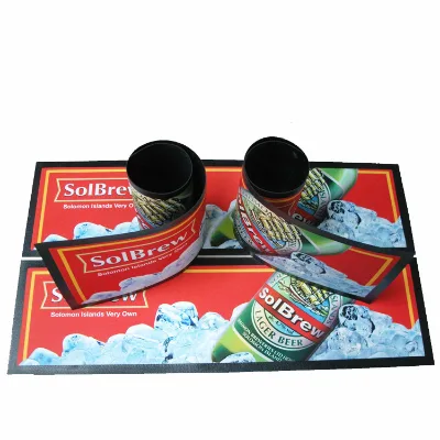 Custom LOGO Beer Mat Anti-slip Natural Nitrile Rubber bar Runner With Custom Printing Bar Accessories Bar Spill Mat