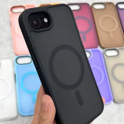 Shockproof Frosted Wireless Charging Phone Case for iPhone 16E Translucent Magnetic Matte Mobile Cover