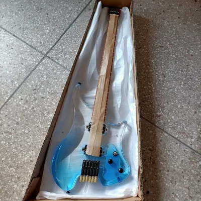 30inch Headless Acrylic Electric Guitar Gradient Color Body Roasted Maple Neck 24-Fret Instrument