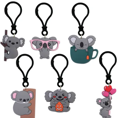 Cute Cartoon Koala PVC Silicone Keychain Soft Rubber Australia Animal Bag Charm Pendant for Backpack Keychains Souvenir Gift