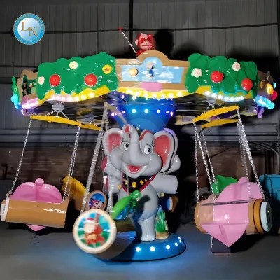 Large Capacity LED Elephant Themed Hanging Swing Ride for Carnival & Play Parks
