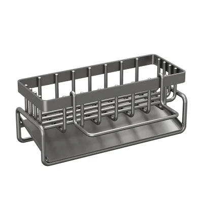 Kitchen Sink Storage Rack Double Tier Metal Folding Wall Mounted Modern Simple Punch-Free Dish Cloth Sponge Drain Rack