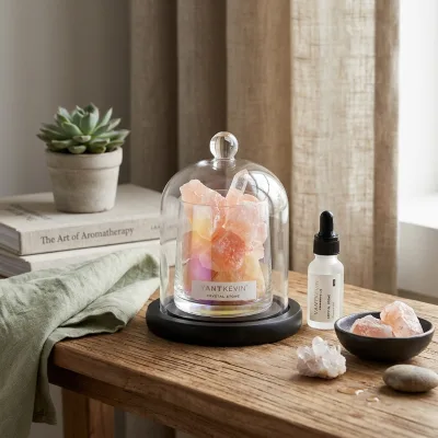 Dustproof Glass Cover Design Rose Salt Crystal Diffuser Gift Box for Hotel Room Fragrance Decor