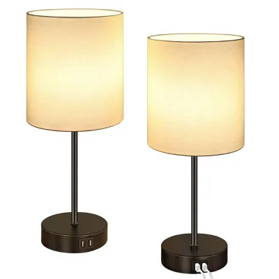 For AliExpress Modern Simple Touch Dimming Dual USB Interface Universal Multi-Use Hotel Bedroom Bedside LED Table Lamp