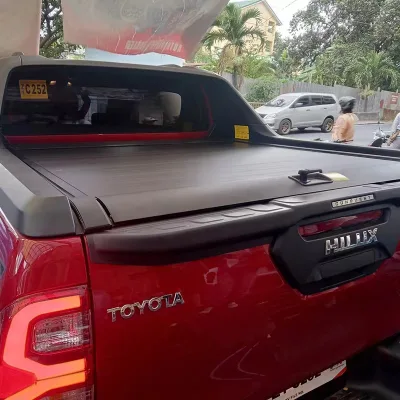 Pickup Truck Aluminum Alloy Folding Waterproof Tailbox Roll up Locking Canopy for NP300 Ranger Navara-Black Easy Installation