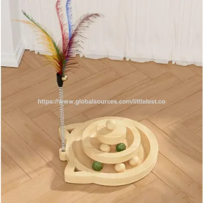 Wholesale wooden three-layer rolling ball turntable catnip cat toy,accept custom designs and sizes ,OEM accepted