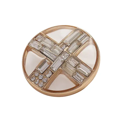 Alloy Shank Coat Cardigan Pin Buckles Round Cross Metal and Diamond Transparent Buttons for Bags Belts Garments
