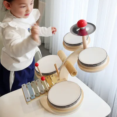 Wooden Musical Enlightenment for Children Enlightenment Drum Kits, Handbeat Drums, Earlychildhood Musical Instrument Education