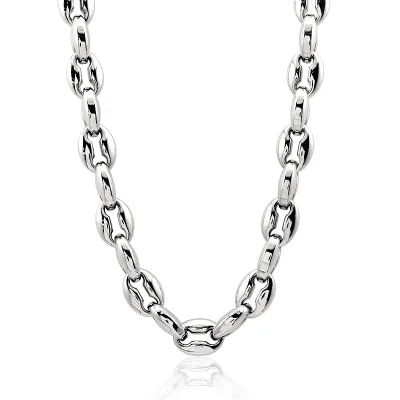 Waterproof Stainless Steel Thick Pig Nose Beads Chain Necklace Big Fat Coffee Beans Necklace Punk Hip-Hop Street Wear Jewelry