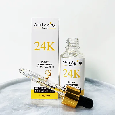 OEM Private Label Face Skin Care 24k Nano Gold Korea Foil Face Essence Liquid Whitening Anti Wrinkle Anti Aging Facial Serum