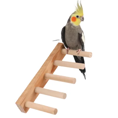 Natural Solid Wood Bird Cage Accessory Fun Climbing Ladder Parrot Swing Hanging Ring Pet Bird Toy