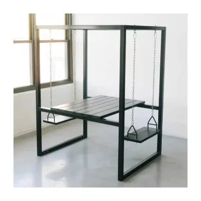 Modern Waterproof Outdoor Table and Chair Aluminum Garden Swing with 4 Seats Patio Dining Table Sets with Hanging Ch