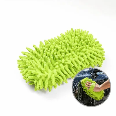 Chenille Car Wash Sponge Pad, Microfiber Absorbent Scratch-Free Washing Mitt Pad, Soft Detailing Cleaning Brush Tool for Car