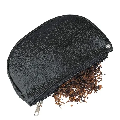 Wholesale Portable Custom Travel Tobacco Leather Bag Pouch for Smoking Pipe with Rubber Lining
