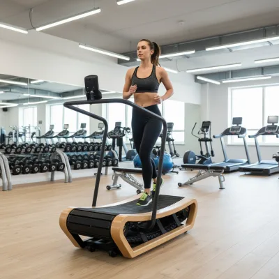Cheernin Zero Electricity Ergonomic Manual Running Machine for Gyms & Fitness Centers Premium Wooden Curved Treadmill