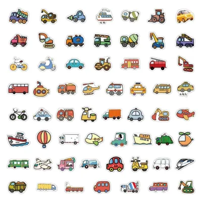 Cartoon Vehicle Sticker Durable Digital Printed Different Kids' Car Notebook Laptop Luggage Decoration Vinyl Hot Promotion