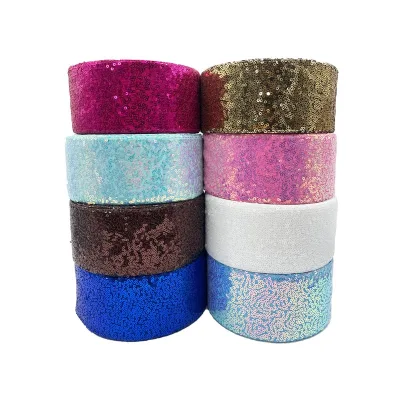 75mm Irreversible Sequin Ribbon Fabric Sequin Ribbon for Handmade Hair Accessories Bows