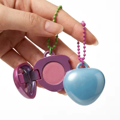 Heart Shape Mini Portable Compact Travel Face Makeup Keychain Clip Carry Case Blush Powder Cheek Palette Face Blush
