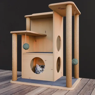 XIANGLONG Customized Modern Animal Climbing Frame Large One-Piece Wooden Eco-Friendly Cat Tree Sustainable Cat Scratching Post