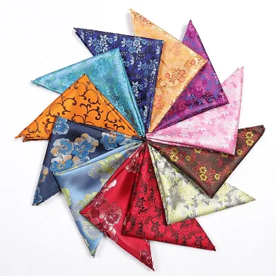 New Trend Style Small square Towel Suit Jacquard Luxury Pocket Squares for Men Floral Handkerchief