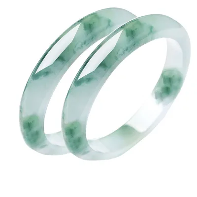 Wholesale Natural Jade Ice Jade Bracelet Emerald Green Women Jade Crystal Stone Bracelet Green Floating Flower Jade Bracelet