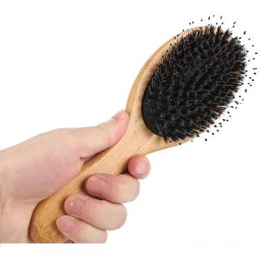 Natural Boar Bristle Hair Brush Massage Comb Bamboo Handle Anti-Static Hair Scalp Massage Hair Combs Hairdressing Tool