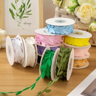 10 Meter Per Roll Simulated Leaf Shaped Ribbon Flower Vine DIY Hand Woven Flower Wreath Material