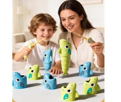 Cute Fishing Game Toy Stackable Small Fish Fun Fishing For Kids Interactive Competition Desktop Game Funny Gift