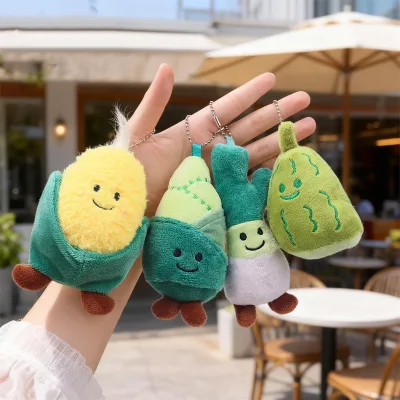4 Inch Vegetable Plush Keyring Mini PP Cotton Stuffed Keychain Toy Factory Wholesale Claw Machine Gift Favor Souvenir Pendants