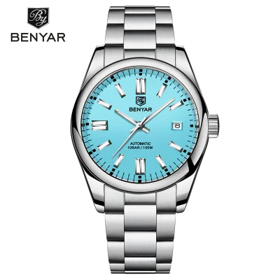 BENYAR 5185 Brand New Luxury Men Mechanical Wristwatches Waterproof Automatic Watch Stainless Steel Sports Date Watch for Men