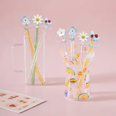 High Quality BPA Free Silicone Drinking Straw Tips Toppers Tumblers Accessories Reusable 8mm Straws Dust Toppers Covers Caps