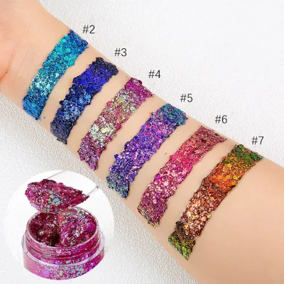 Festival Sparkling Metallic Chunky Glitter Party Face Body Multi Chrome Holographic Eyeshadow Iridescent Glitter Gel