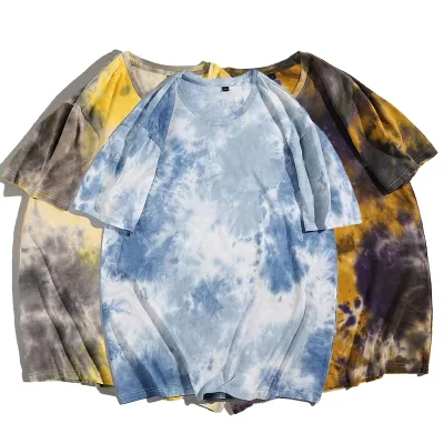 Summer new hip hop style men's short sleeve wholesale printed tie dye round neck men's t shirt