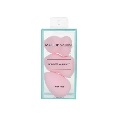 3 PCS Pink Precise Facial Blending Foundation Eco Friendly Soft Bulk Wholesale Puff Latex Free Makeup Sponge With Box