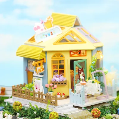 IIECREATE Factory Direct 3D Puzzle Handmade Miniature Doll House Beverage Shop with Lemon Drinking Toys for Girls K-1062