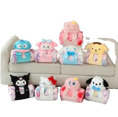DHF Factory Wholesale Kawaii Sanrioed Soft Portable Travel Cute Girl Kunomi My Melodyes Anime Plush Doll Toy Pillow Blanket