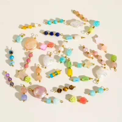 Fashion Colorful Jewelry Making Necklace Beach Freshwater Pearl Crystal Natural Gem Stone Healing Stainless Steel Summer Charm