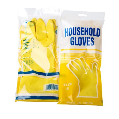 Rubber Cleaning Yellow Cotton With Rubber Glove for Kitchen protection
